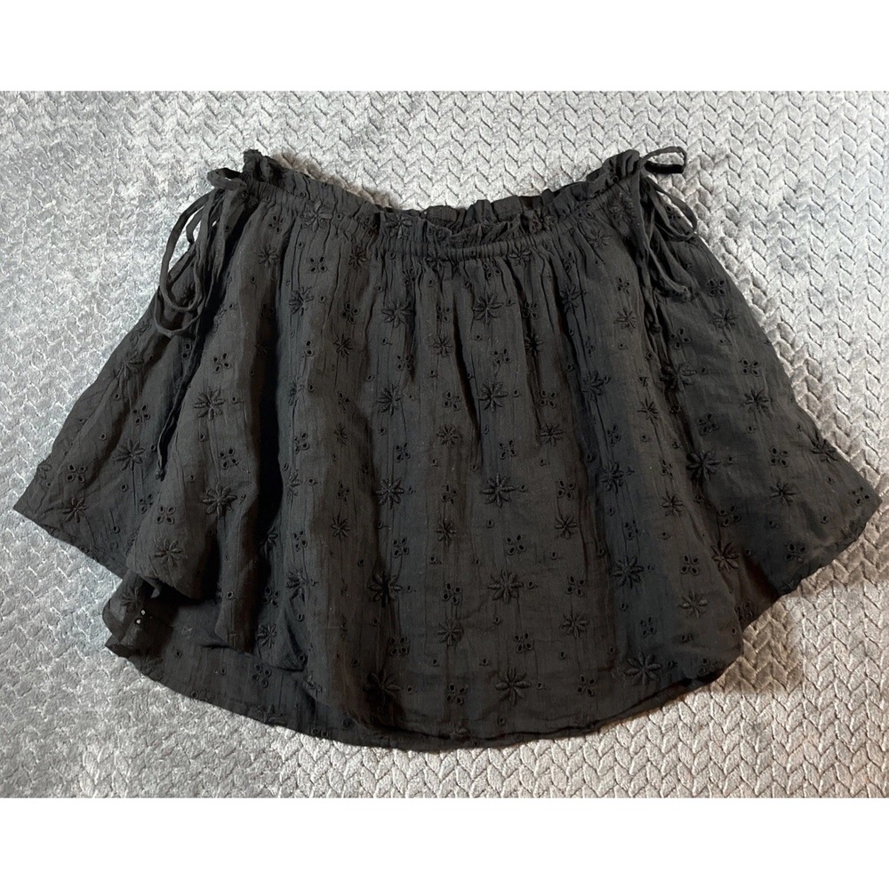 Aerie Mini Skirt Women's Medium‎ Embroidered Floral Lined Side Ties Going Out